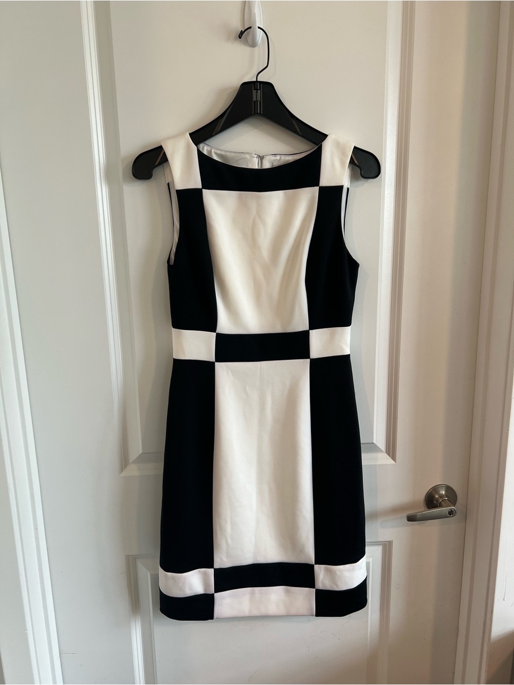 White House Black Market Black and White Colorblock Sheath Dress 4